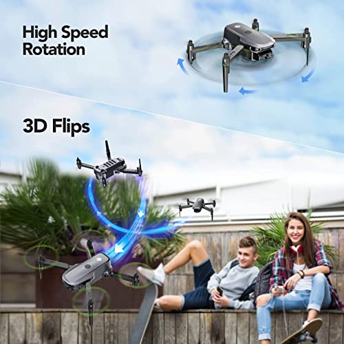 Sansisco Mini Drone con Cámara 1080P para Adultos, Plegable Drone Vuelto de 20 Mins, Múltiples Modos de Vuelo, Fotografía de Gesto, Control de Gravedad, Drone para Principiantes Bolsa de Transporte