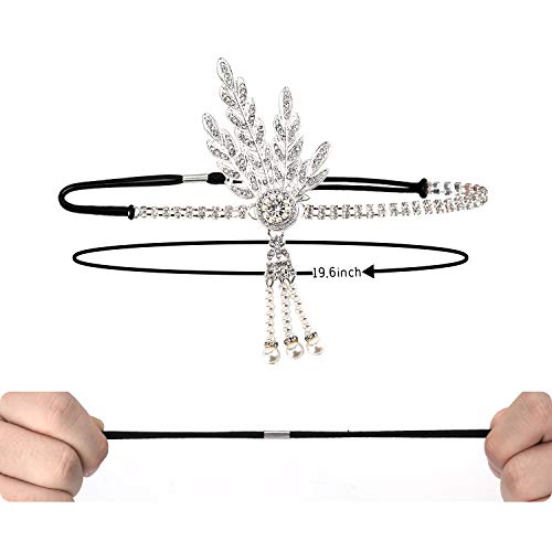 SAVITA 5 Piezas Accesorios de Aleta de Los Años 20 Conjunto de Accesorios de Vestuario Gatsby de Los Años 20 para Mujeres Venda Pendientes Collar de Perlas Guantes Porta Cigarrillos