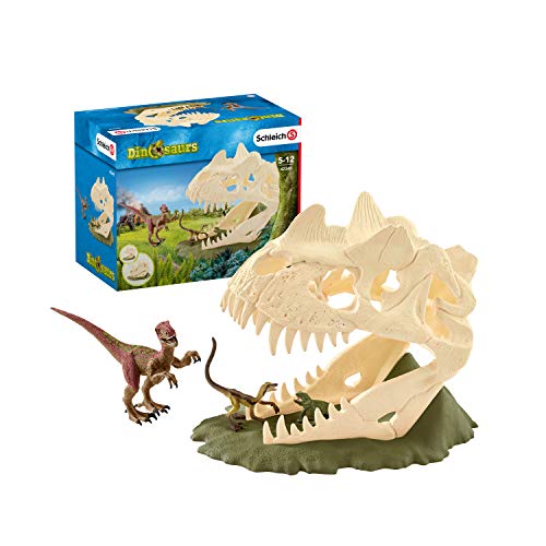 Schleich 42348 Set de juego para dinosaurios - gran trampa de cráneo con Velociraptor, juguetes a partir de 4 años