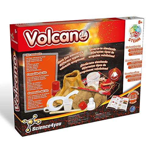 Science4you-Volcán DIY, Juguete Cientifico Que Desarrolla la Manualidades, 4 Experimentos y un Libro Educativo para Niños +8 Años, Multicolor (80002396)