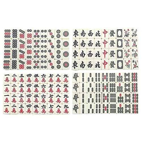 SEII Juego de Mahjong tamaño Viajero | Juego de Mahjong Profesional con 144 fichas de tamaño Mini, 2 Dados | Juego de Mah Jong, Mahjongg, Mah-Jongg con Estuche de Transporte
