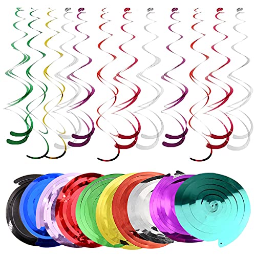 Serpentinas Cumpleaños Fiesta, DBAILY 60pcs Colgantes Decoraciones Remolino Multicolor Adornos de Espirales para Boda Baby Shower Navidad Niños Suministros Bebés(10 Colores)