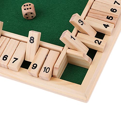 Shut the Box Cierra la Caja Madera 4 Caras 10 Número Juego de Mesa