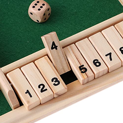 Shut the Box Cierra la Caja Madera 4 Caras 10 Número Juego de Mesa