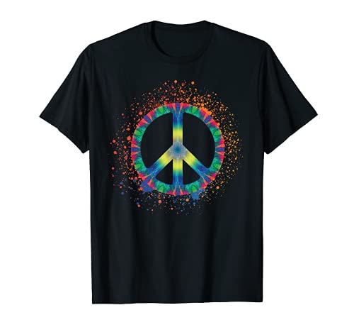 Signo de la Paz Salpicadura de pintura Colorido Hippie Tie D Camiseta