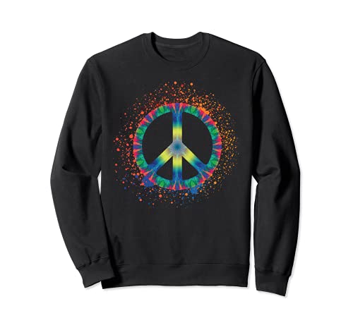 Signo de la Paz Salpicadura de pintura Colorido Hippie Tie D Sudadera