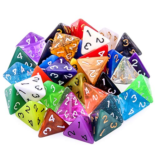 SIQUK 35 Piezas Dados de rol Poliédrico 4 Caras Dados de Colores para DND y Enseñanza de Matemáticas, con Bolsas