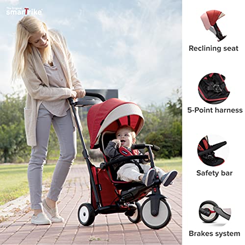 SmarTrike STR5 - Triciclo Plegable para niños con Certificado de Cochecito para 1,2,3 años – Triciclo de Varias etapas 7 en 1 (Rojo)