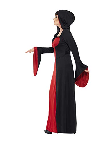 Smiffys-40077X2 Halloween Disfraz de vampiresa siniestra con Vestido Largo con Capucha, Color Rojo, XXL-EU Tamaño 52-54 (Smiffy'S 40077X2)