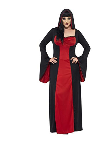 Smiffys-40077X2 Halloween Disfraz de vampiresa siniestra con Vestido Largo con Capucha, Color Rojo, XXL-EU Tamaño 52-54 (Smiffy'S 40077X2)