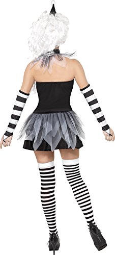 Smiffy's Smiffys-Halloween Disfraz de pierrot siniestro, con vestido, adornos para el cuello y los brazos y, color negro, S-EU Tamaño 36-38 34226S