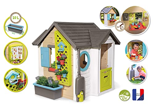 Smoby - Casita Infantil Tematizada Garden House con Múltiples Accesorios, para Niños a partir de 2 Años - 128.5 x 132 x 135 cm