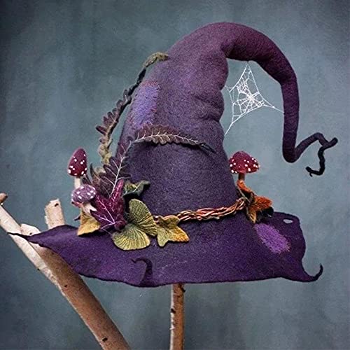 Sombreros de bruja de fieltro,Sombrero de bruja malvado de Halloween, accesorios para el cabello de bricolaje, suministros de fiesta de Halloween, morado