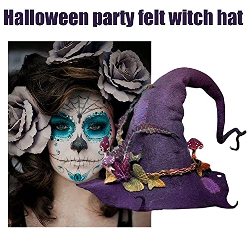 Sombreros de bruja de fieltro,Sombrero de bruja malvado de Halloween, accesorios para el cabello de bricolaje, suministros de fiesta de Halloween, morado