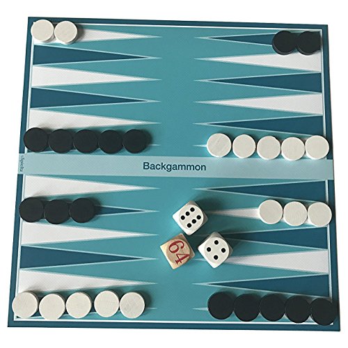 Spieltz 52177: juego de viaje Backgammon con plan de juego lavable (lona de camiones), ideal para jugar en la playa o en el jardín cervecero. Se puede jugar en cualquier superficie.