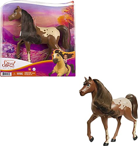 Spirit Yegua Caballo marrón de juguete con crin y cabeza articulada (Mattel GXF00)