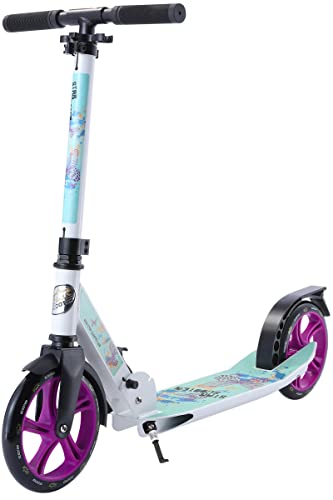 STAR SCOOTER Patinete Patineta Scooter Plegable para niños y niñas a Partir de 6-7 años y Adultos con diseño Premium para Ciudad |205 mm Edición Cruising de Lujo | Blanco & Turquesa