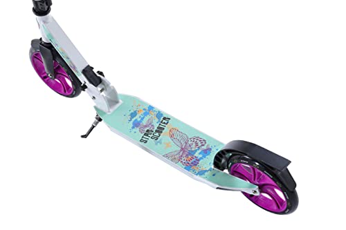 STAR SCOOTER Patinete Patineta Scooter Plegable para niños y niñas a Partir de 6-7 años y Adultos con diseño Premium para Ciudad |205 mm Edición Cruising de Lujo | Blanco & Turquesa