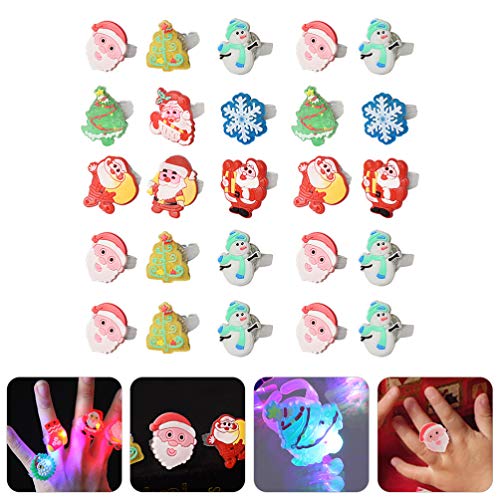 STOBOK 25Pcs LED Light UP Anillo Favor DE Navidad FAVORES Formando LUZ DE DEDA Fuerte DE DIBUJE DE Fuerte DE DIBUJETE Flujo para LOS Anos DE JUEJO DE Juego Muñeco de Nieve Santa Árbol