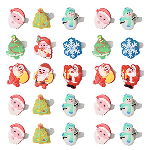 STOBOK 25Pcs LED Light UP Anillo Favor DE Navidad FAVORES Formando LUZ DE DEDA Fuerte DE DIBUJE DE Fuerte DE DIBUJETE Flujo para LOS Anos DE JUEJO DE Juego Muñeco de Nieve Santa Árbol