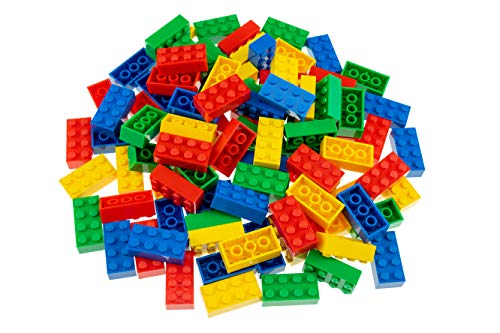 Strictly Briks - Classic Bricks - Set de Ladrillos para Construir de 2 x 4 - 100 % Compatible con Todas Las Grandes Marcas de Ladrillos - Azul, Verde, Rojo y Amarillo - 96 Piezas