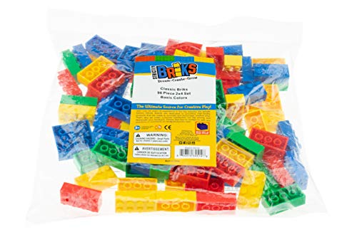 Strictly Briks - Classic Bricks - Set de Ladrillos para Construir de 2 x 4 - 100 % Compatible con Todas Las Grandes Marcas de Ladrillos - Azul, Verde, Rojo y Amarillo - 96 Piezas