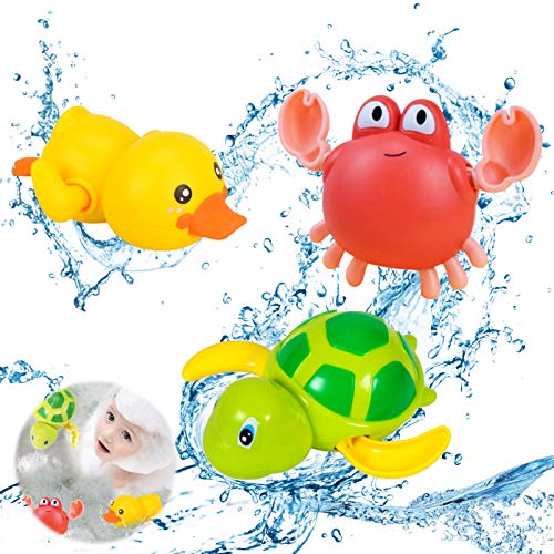 Sunshine smile 3 Piezas Bebé Baño bañera de baño Juguete,Juguete de baño de Tortuga,Animal Bañera Juguete de baño,Juguetes de baño de natación para niños,Tortuga de baño para niños pequeños (3)