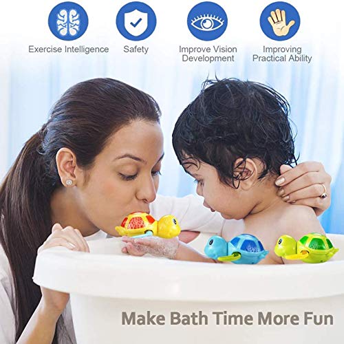 Sunshine smile 3 Piezas Bebé Baño bañera de baño Juguete,Juguete de baño de Tortuga,Animal Bañera Juguete de baño,Juguetes de baño de natación para niños,Tortuga de baño para niños pequeños (3)