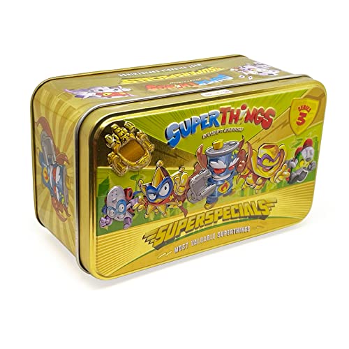 SUPERTHINGS Lata Gold Serie 3 – Contiene Todas Las Figuras Especiales de la Serie 3. Incluye el ultrararo (Mr. King), los 2 líderes Dorados, los 6 capitanes Plateados y los 2 Supersliders Dorados.