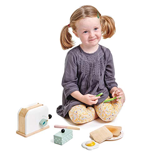 Tender Leaf Toys Juego de tostadora para desayuno, juego de comida de madera