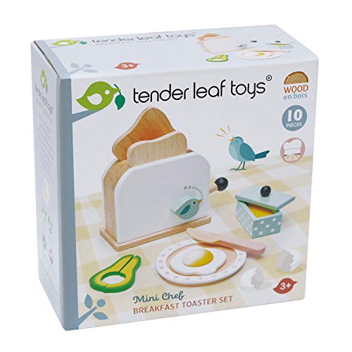 Tender Leaf Toys Juego de tostadora para desayuno, juego de comida de madera