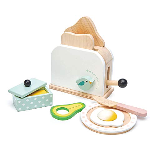 Tender Leaf Toys Juego de tostadora para desayuno, juego de comida de madera