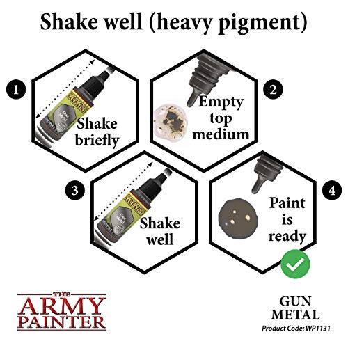 The Army Painter Gun Metal Warpaint - Pintura Acrílica a Base de Agua, No Tóxica, De Alta Pigmentación, para Pintar Miniaturas