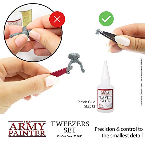 The Army Painter | Set de 2 Pinzas | Pinza de Punta Plana y Pinza de Punta de Aguja|perfectas para trabajo con Plástico, Resina y Metal | Juego de Mesa y Modelado de Figuras Miniatura