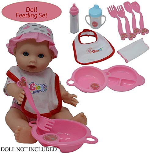 The New York Doll Collection Bebé Muñeca Alimentación Y Cuidado Accesorio Conjunto en Estuche de Transporte con Cremallera - 20 Accesorios para Muñecas