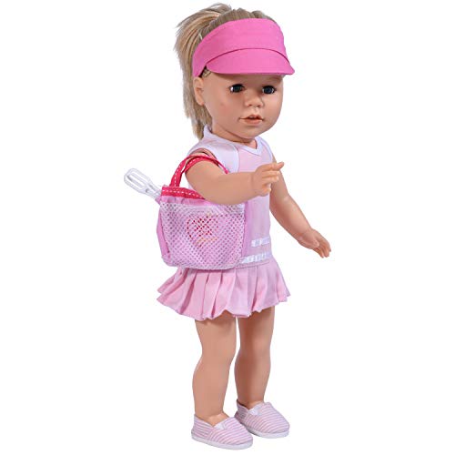 The New York Doll Collection Tenis Atuendo Para 18 pulgadas / 46 cm Muñecas - Incluye Raquetas, Vestido y Muñeca Rosado Gorra - Muñecas Tenis Jugar Conjunto - Muñecas Ropa de Tenis - Muñeca Accesorios