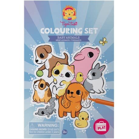 Tiger Tribe- Colouring Set/Baby Animals Kits de Acuarelas, Multicolor (3760281)