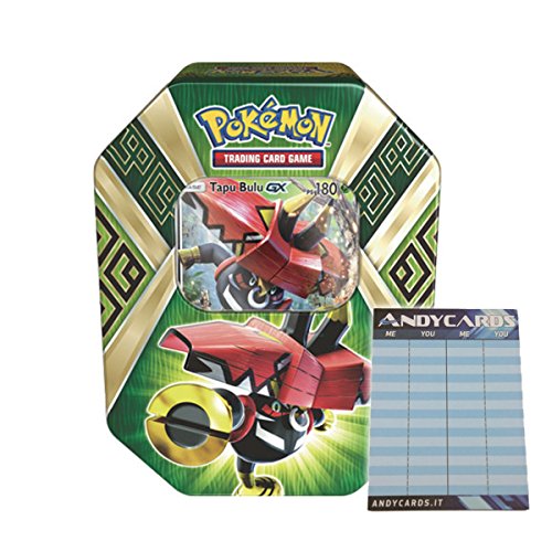 Tin Pokémon TAPU BULU GX – Papel promocional y 4 sobres de 10 cartas aleatorios – Andycards