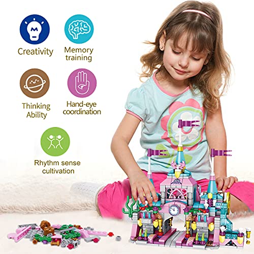 TINIBOLT Juego de Bloques de Construcción ,Rosa Princesa Castillo Palacio Juguetes de Construcción para 6 7 8 9 10 11 Años Niñas y Niños Regalo