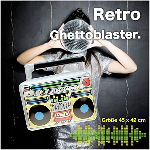 TK Gruppe Timo Klingler Inflable Retro Ghetto Blaster Hip Hop Radio Walkman 80s 90s Accesorios de Fiesta Disfraz Mardi Gras Carnaval Bad Taste Assi