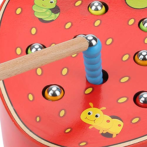 Tnfeeon Juego de Pesca para bebés, Juego de Trampa de Forma de Fruta de Mesa magnética Juguete de Aprendizaje Intelectual Interactivo Juguetes Cumpleaños Niños (Fresa)