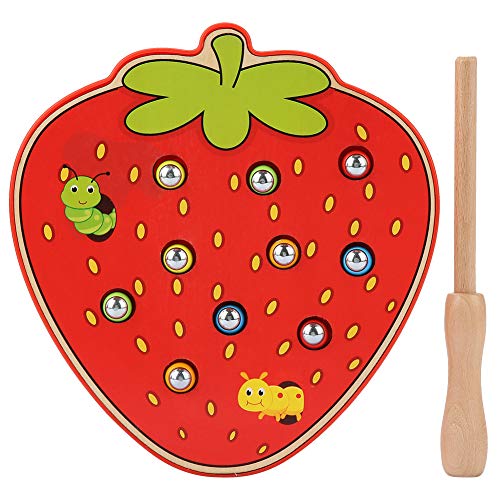 Tnfeeon Juego de Pesca para bebés, Juego de Trampa de Forma de Fruta de Mesa magnética Juguete de Aprendizaje Intelectual Interactivo Juguetes Cumpleaños Niños (Fresa)