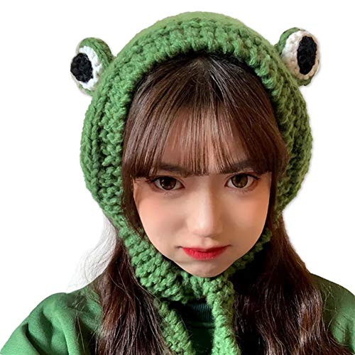 Tocwick Sombrero de rana lindo ganchillo diadema, cinta para el pelo de punto al aire libre Earflap Oído protector Festival Cosplay sombrero para mujeres niñas, Gorro de rana