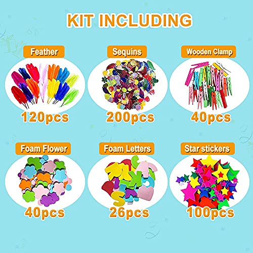 TOLOYE Juego de Manualidades, Pipe Cleaners Crafts Set, kit manualidades niños, Juego Creativo Regalo Incluye Limpiadores de Pipa Chenilla y Pompoms con Wiggle Eyes y Craft Sticks Craft Art Supplies