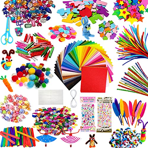 TOLOYE Juego de Manualidades, Pipe Cleaners Crafts Set, kit manualidades niños, Juego Creativo Regalo Incluye Limpiadores de Pipa Chenilla y Pompoms con Wiggle Eyes y Craft Sticks Craft Art Supplies