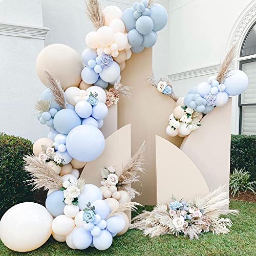 TOLOYE Kit Arco Globos,Macarrón Azul Doble Relleno Crema de Albaricoque Melocotón Guirnalda de Globos para Baby Shower, Boda, día de San Valentín Decoración Cumpleaños Suministros para Fiestas