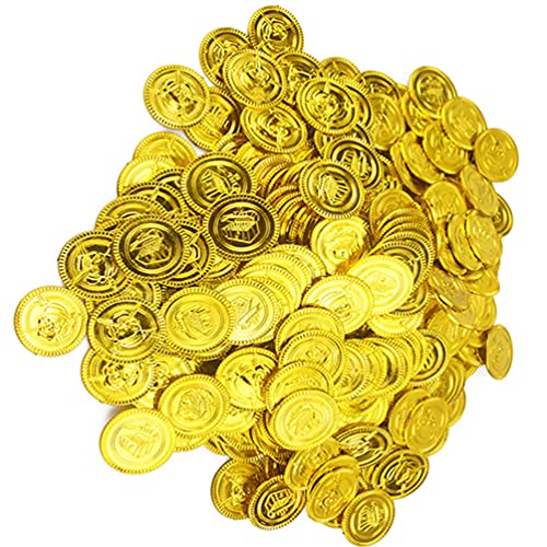 Tomaibaby 100 Piezas de Monedas de Oro Pirata Fiesta de Pirata Juguetes del Tesoro Monedas de Oro Juguetes No Tóxicos Monedas Divertidas Novedades para Niños Niños