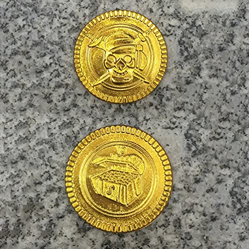 Tomaibaby 100 Piezas de Monedas de Oro Pirata Fiesta de Pirata Juguetes del Tesoro Monedas de Oro Juguetes No Tóxicos Monedas Divertidas Novedades para Niños Niños