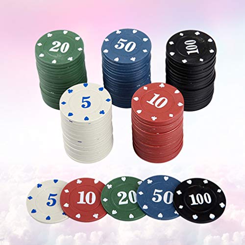 Tomaibaby 100Pcs Casino Chip de Póquer Juego de Fichas de Póquer Juego de Fichas de Bingo de Plástico Vegas Noches de Póquer Juguetes Contadores para Las Vegas Caja de Regalo Juego Contando