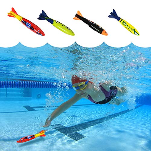 TOPWAYS® Pool Diving Rings Sticks Diving Torpedo Toy Set ,Juego de Juguetes de Torpedo para submarinos, Palos de Buceo para Piscina submarina, Juego de Entrenamiento en Piscina para niños